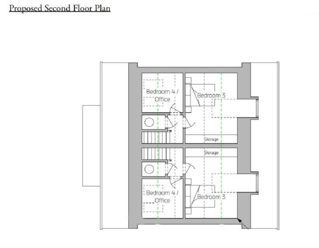 Lot: 3 - LAND WITH POTENTIAL - Proposed second floor plan showing bedroom and office space